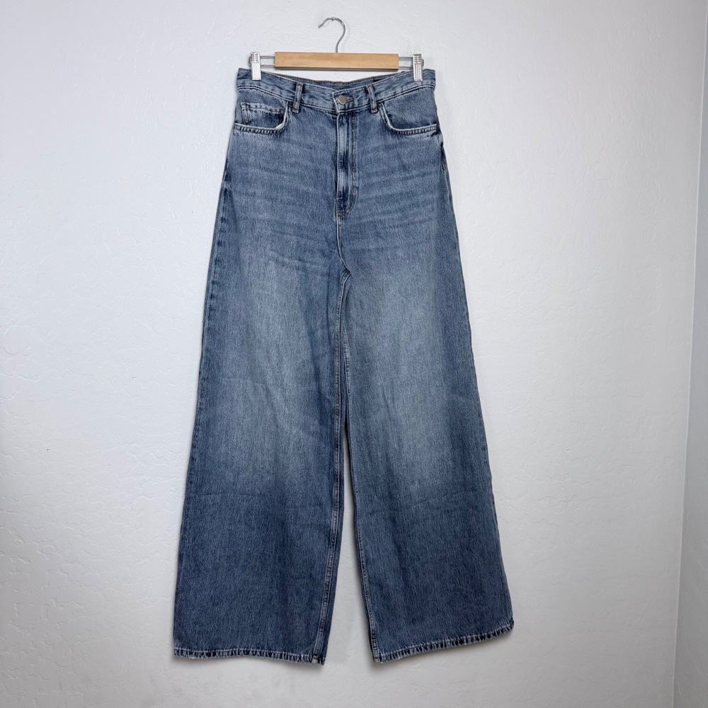 NEW Zara Womens High Waisted Ultra Wide Leg Jeans Blue Denim Size 6